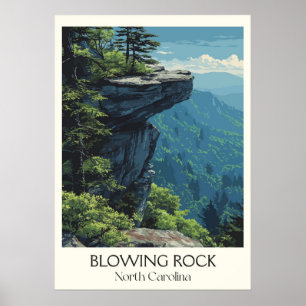 Affiche Allumer Rock NC Vintage Mountain Cliff View Art