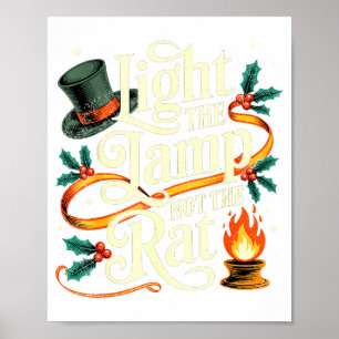 Affiche Allumez la lampe pas le rat drôle de Noël assorti