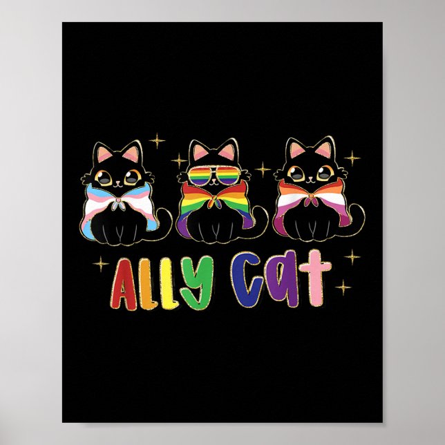 Affiche Ally Cat Rainbow Lgbt Pride Gay pride Mois 2 (Devant)