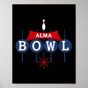 Affiche Alma Bowl Retro Sign - Style Vintage Bowlin 1960's