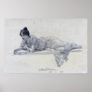 Affiche Alma-Tadema - Femme couchée avec tambourin 1901