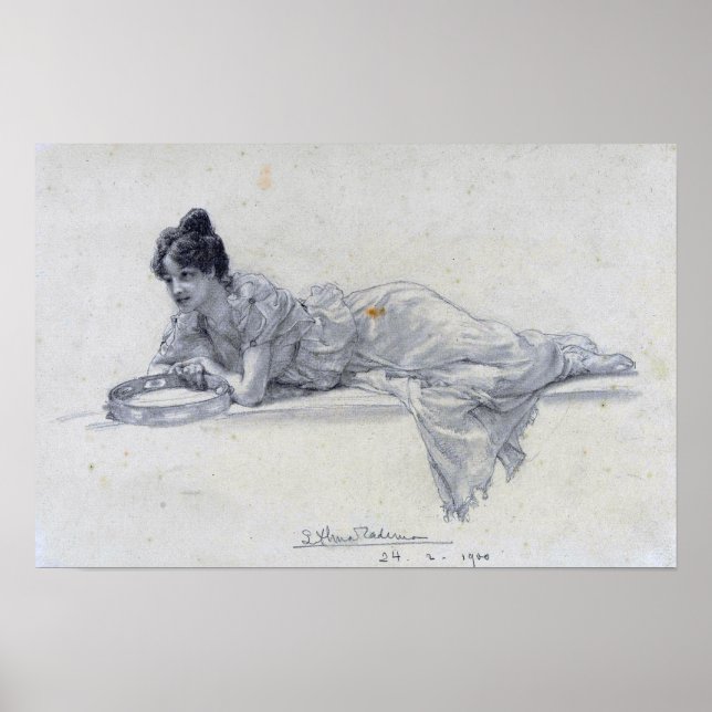 Affiche Alma-Tadema - Une Femme Avec Tambourine 1901 (Devant)