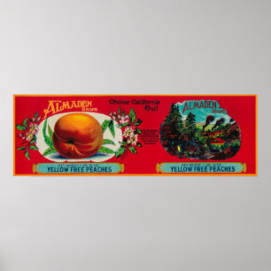 Affiche Almaden Peach Étiquette