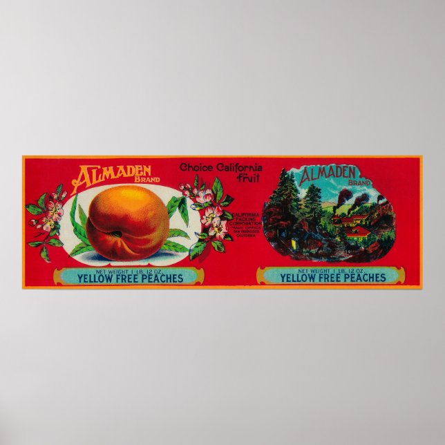 Affiche Almaden Peach Étiquette (Devant)