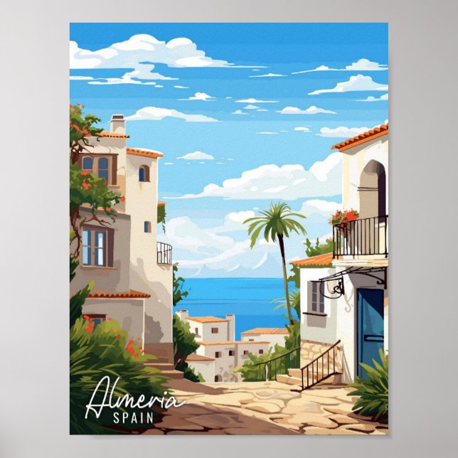 Affiche Almeria Espagne Illustration de voyage artisanale (Devant)