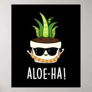 Affiche Aloe-ha Funny Hawaïen Plante Pun Dark BG
