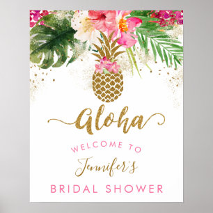 Affiche Aloha Ananas Fête des mariées Florale Bienvenue