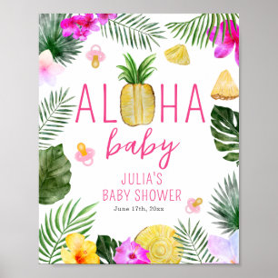 Affiche Aloha Baby Pineappy & Pacifiers Baby shower Luau