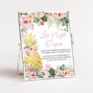 Affiche Aloha Baby shower ananas Late Night Diapers