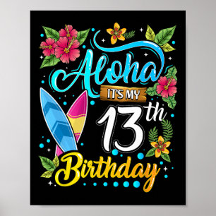 Affiche Aloha C'est Mon 13e Anniversaire Surf Hawaii Plage