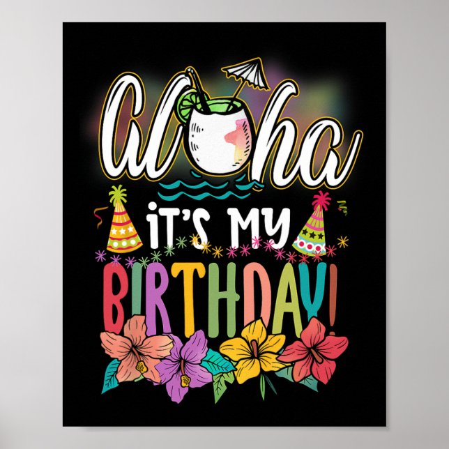 Affiche Aloha C'Est Mon Anniversaire Hawaiian Aloha Plages (Devant)