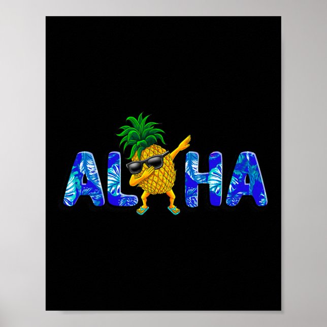 Affiche Aloha Dabbing Ananas Sungles Plages Hawaii Haw (Devant)