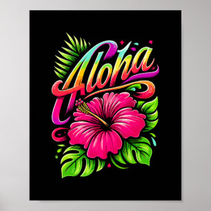 Affiche Aloha Fleur Tropicale Vacances Hawaï Été Plage