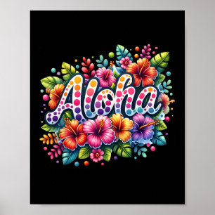 Affiche Aloha Fleurs Tropicales Vacances d'Été Plage Hawaï