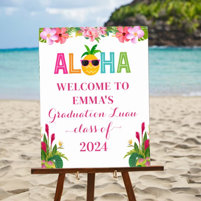 Affiche Aloha Graduation Luau Classe De 2024 Bienvenue (Créateur téléchargé)