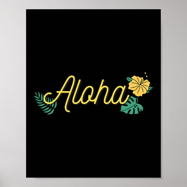 Affiche Aloha Hawaï Hawaï île tropicale Hibiscus Fleurs (Devant)