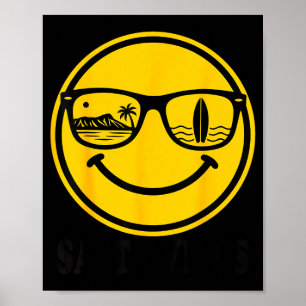 Affiche Aloha hawaïen surf sourire visage waikiki hawaii