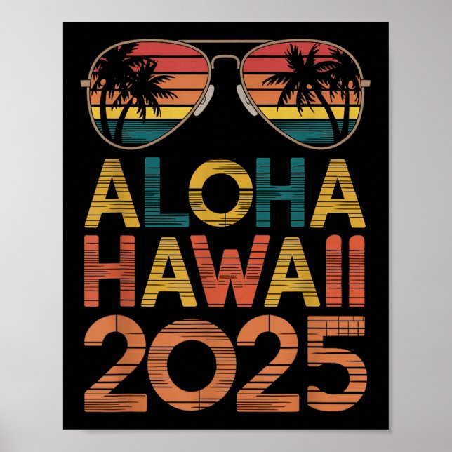 Affiche Aloha Hawaii 2025 Parfait Pour Voyage D'Été Plage  (Devant)