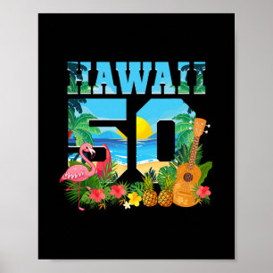 Affiche Aloha Hawaii 50e anniversaire Hawaii Tropical Hawa