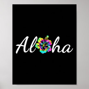Affiche Aloha Hawaii Beach Hawaiian Island Tie Dye Surfboa