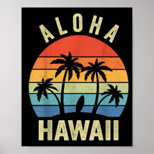 Affiche Aloha Hawaii Chemise Hawaïenne Île Palmiers Plage 