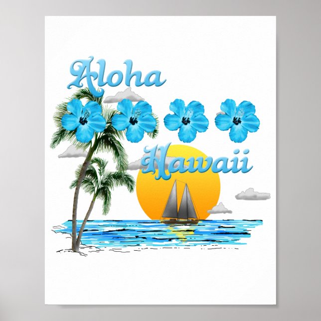 Affiche Aloha Hawaii Coucher du soleil de voile (Devant)