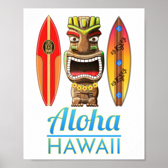 Affiche Aloha Hawaii Hawaii Tiki Surf (Devant)