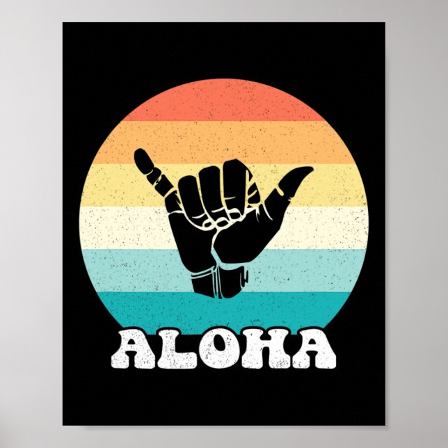 Affiche Aloha Hawaii île hawaïenne Signe de la main Shaka  (Devant)