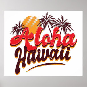 Affiche Aloha Hawaii Palm Tree