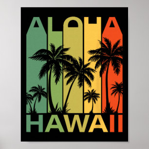 Affiche Aloha Hawaii Palmier Arbre Tropical Île Hawaïenne