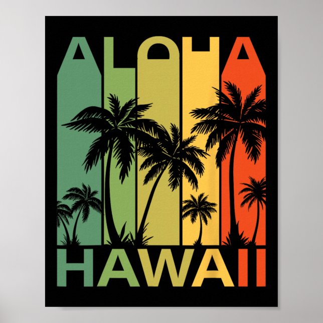Affiche Aloha Hawaii Palmier Arbre Tropical Île Hawaïenne  (Devant)