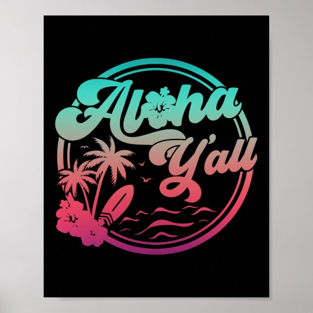 Affiche Aloha Hawaii Palmier Tropical Île Hawaïenne Be (Devant)