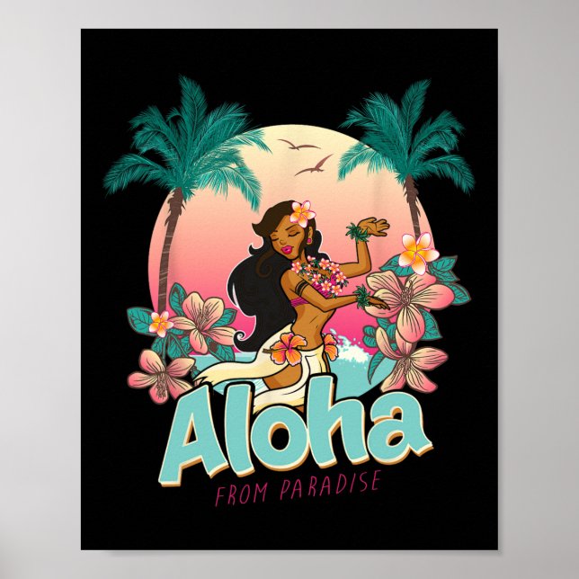 Affiche Aloha Hawaii Paradis Hawaïen Vacances Plage Ile (Devant)