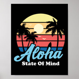 Affiche Aloha Hawaii Plage Hawaïenne Surfeur Surf Souvenir
