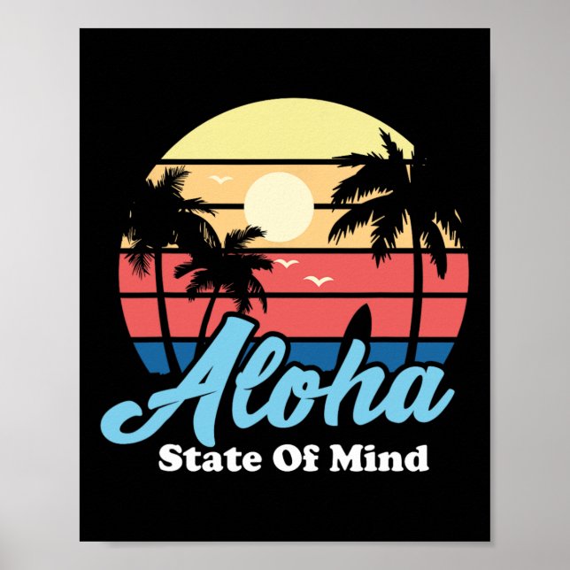 Affiche Aloha Hawaii Plage Hawaïenne Surfeur Surf Souvenir (Devant)