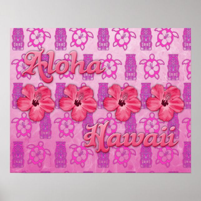 Affiche Aloha Hawaii rose (Devant)