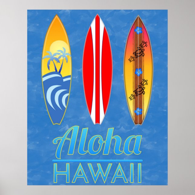 Affiche Aloha Hawaii Surf boards (Devant)