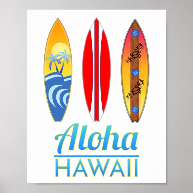 Affiche Aloha Hawaii Surf boards (Devant)