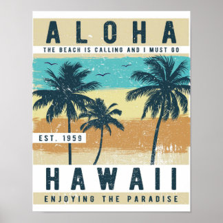 Affiche Aloha Hawaii Voyage Rétro