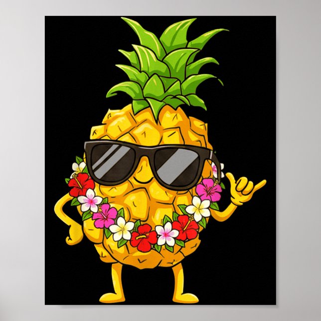 Affiche Aloha Hawaiian Cute Ne Shaka Hibiscus Kids Girls  (Devant)