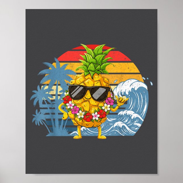 Affiche Aloha Hawaiian Pineapple Sign Hawaii Shaka Fun (Devant)