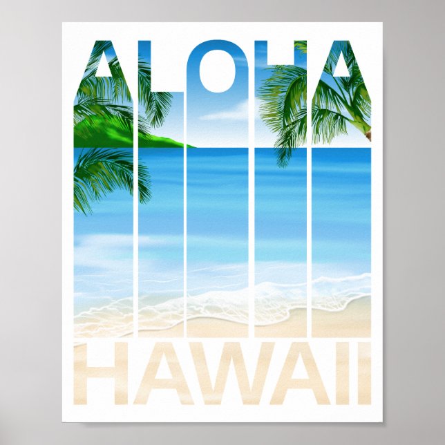 Affiche Aloha îles Hawaï Plage tropicale (Devant)