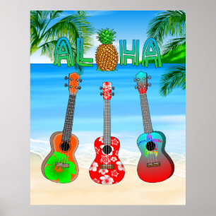 Affiche Aloha Island Ukuleles
