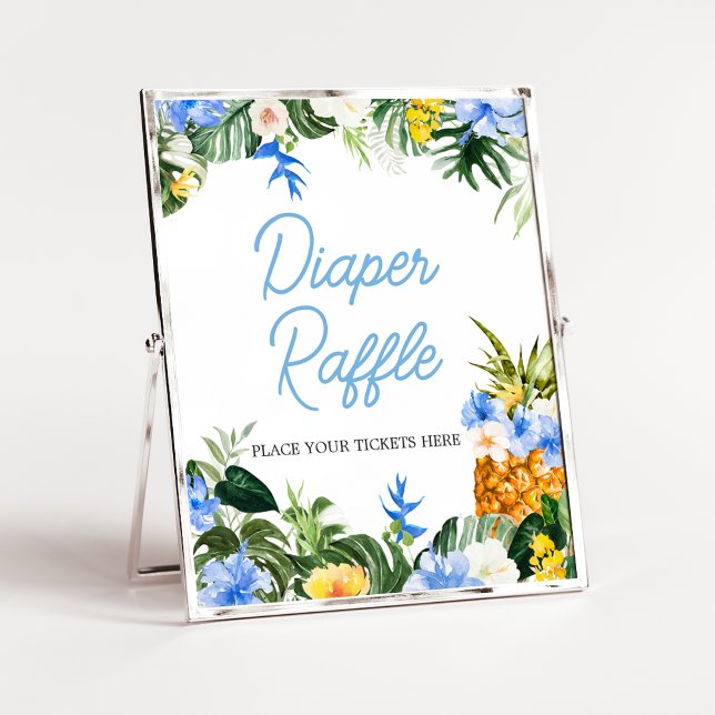 Affiche Aloha Pineapple Baby Shower Diaper Raffle Sign (Aloha Baby Shower Sign)