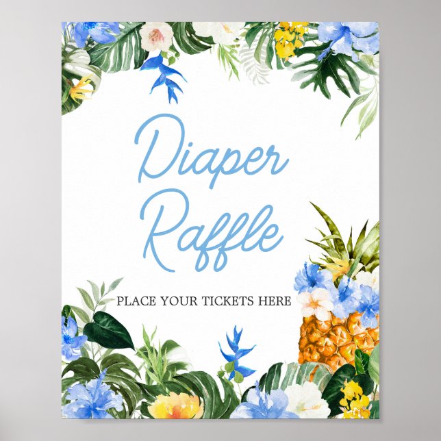 Affiche Aloha Pineapple Baby Shower Diaper Raffle Sign (Devant)