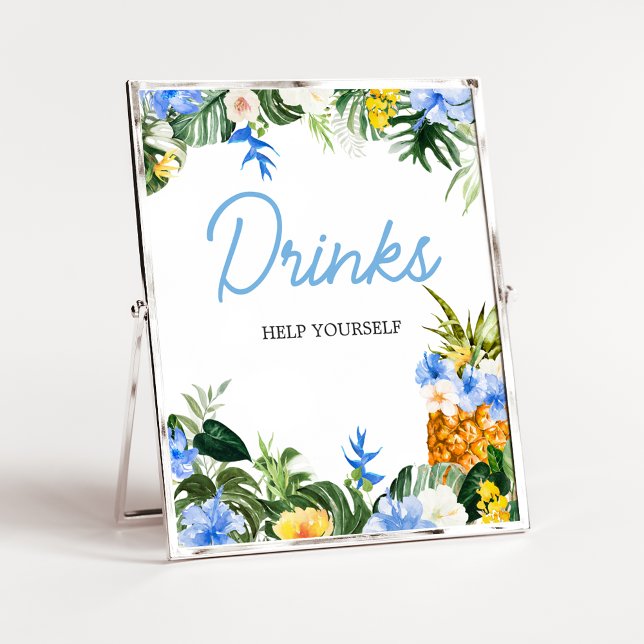 Affiche Aloha Pineapple Baby Shower Drinks Sign (Aloha Baby Shower Sign)