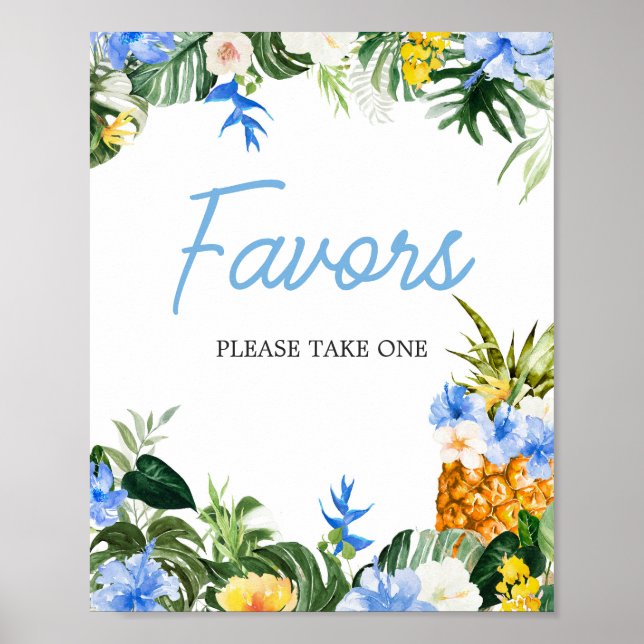 Affiche Aloha Pineapple Baby Shower Favors Sign (Devant)