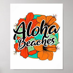 Affiche Aloha Plages Tropical Hawaii Fleurs Hawaii Île Haw