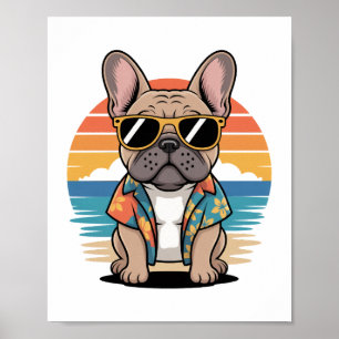 Affiche Aloha Pup – Ambiance de plage avec un French Bulld