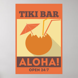Affiche Aloha Tiki Bar Hawaïen
